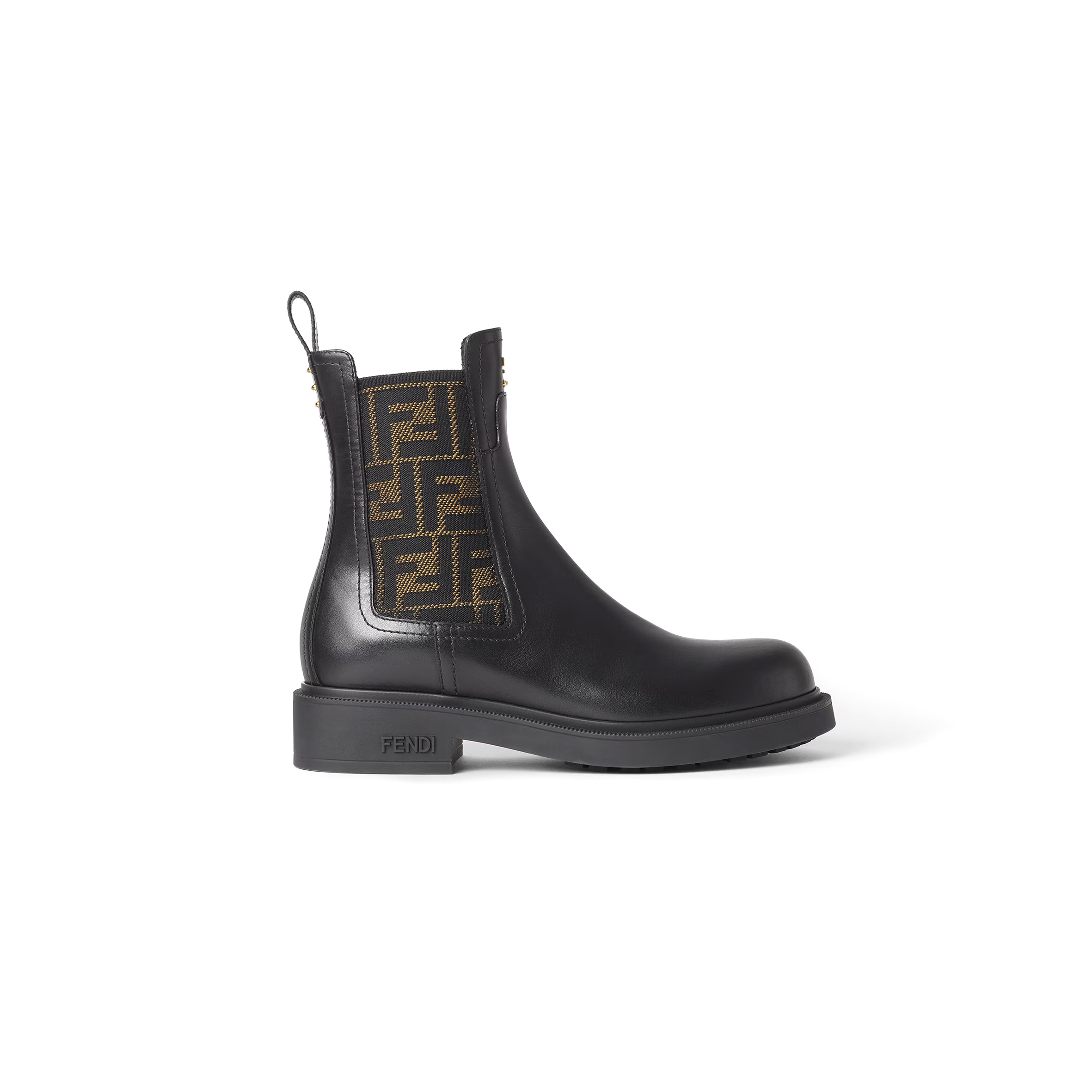 F**di filo black leather and ff fabric biker boots 8t8576a379f1tog